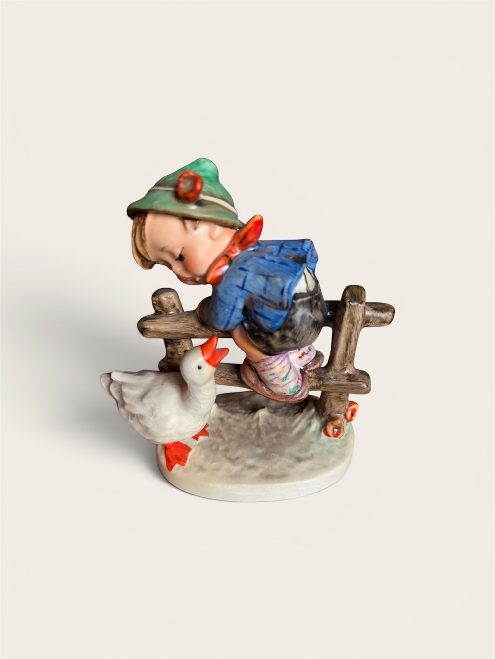 Goebel Porcelain Barnyard Hero. with Green Hat and White Goose
